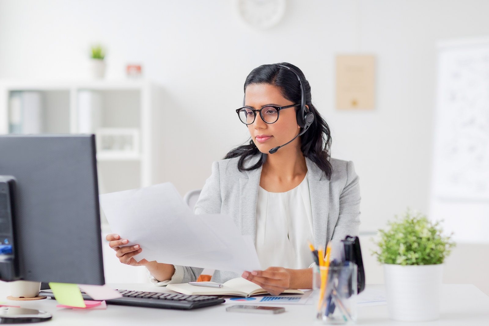 a lady in the office